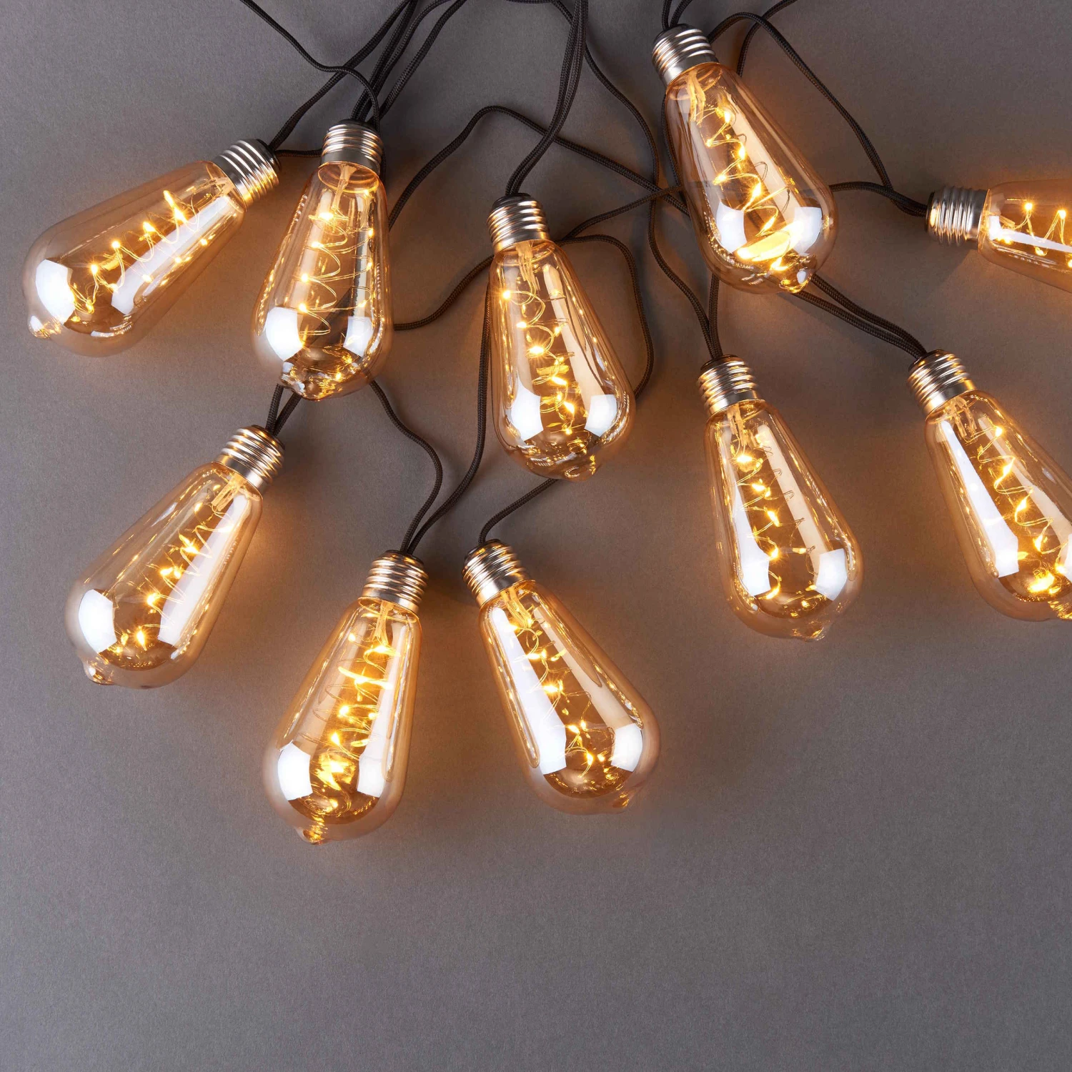 LED Lichterkette Mit Naturseil 10 Lichter Und Stecker BULB LIGHTS In Bronze 2 LED Lichterkette Mit Naturseil 10 Lichter Und Stecker BULB LIGHTS In Bronze – Bild 2