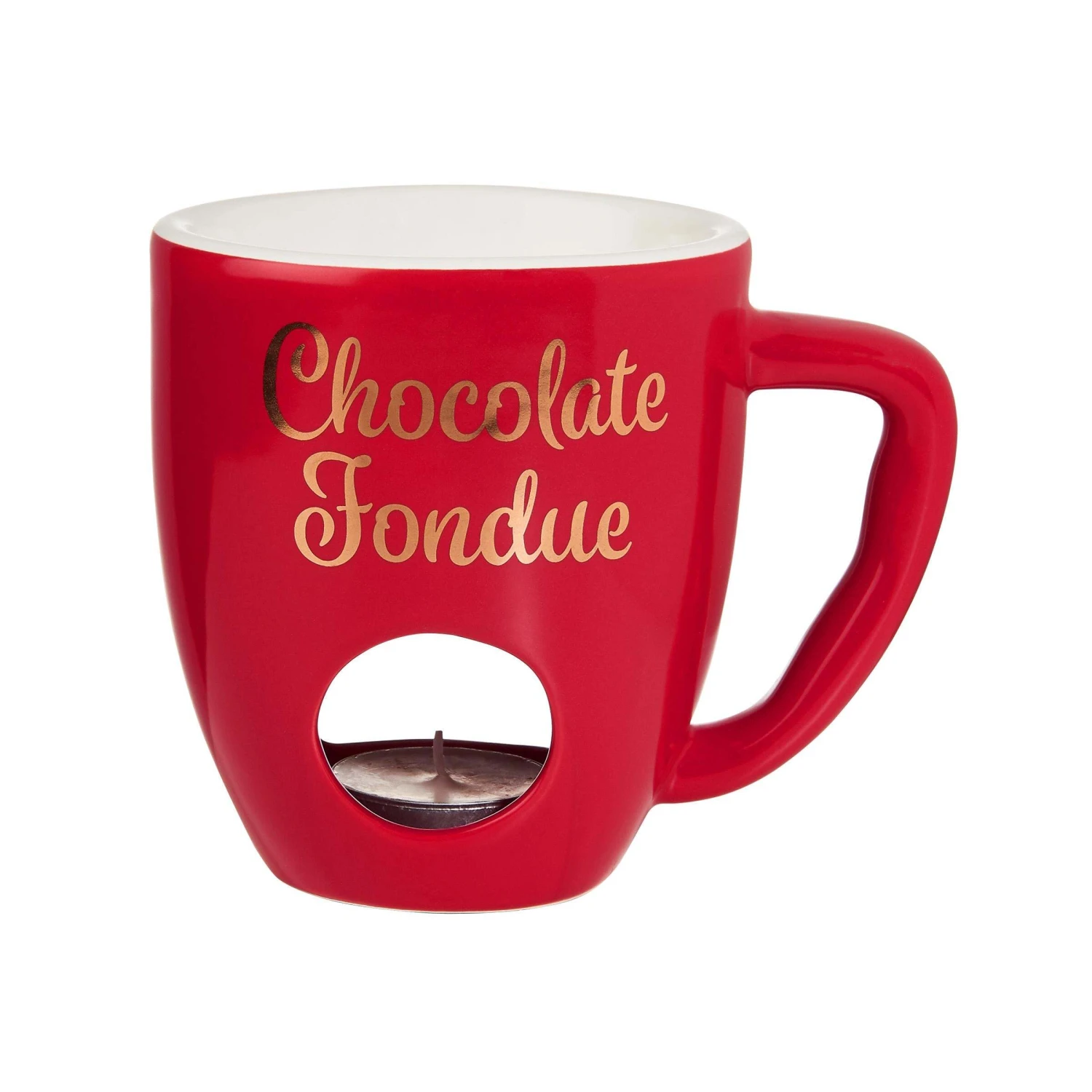 Tasse Mit 2 Gabeln CHOCOLATE FONDUE In Rot 4 Tasse Mit 2 Gabeln CHOCOLATE FONDUE In Rot – Bild 4